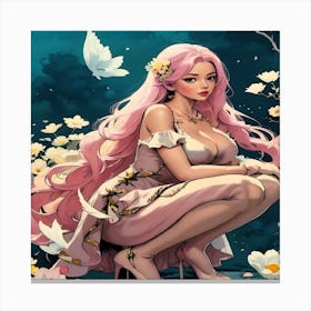 Pink Haired Girl-Drucke 08.12.2024--0f8 Canvas Print