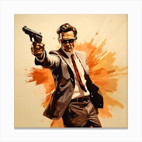 Man Holding Gun Canvas Print