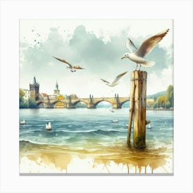 Watercolor Of Prague Canvas Print