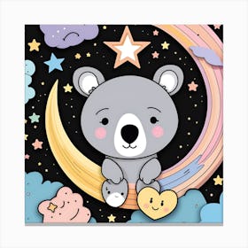 Cute Koala On The Moon Canvas Print