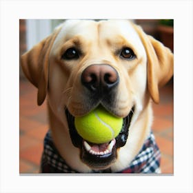 Dog With Tennis Ball Canvas Print