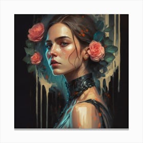 Woman With Roses Canvas Print