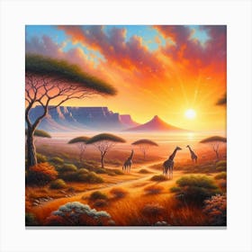 Giraffes At Sunset Canvas Print