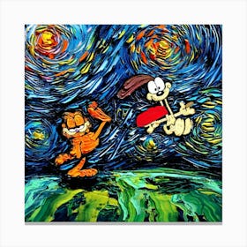 Garfield Pop Culture Painting Van Gogh Canvas Print