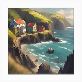 View across the Cliffs, Cornish Cove Canvas Print