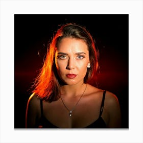 Firefly Portrait, Woman, Strong, Big Eyes, Staring, Firmly, Lens, Scarlet, Flame, Intense, Captivati Canvas Print