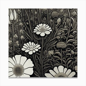 Black And White Flowers 3 Canvas Print