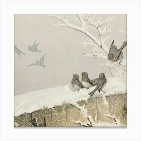 Birds In The Snow Canvas Print