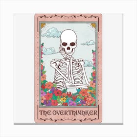 The Overthinker Skeleton Tarot Card Canvas Print