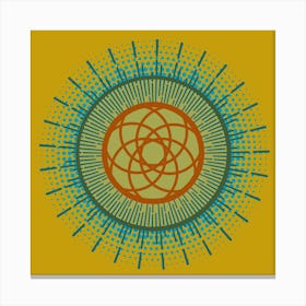 MidMod Boho Abstract Celestial Mandala Geometric in Gold, Olive and Turquoise Canvas Print