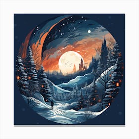 Winter Night In The Forest for Christmas Canvas Print