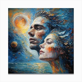 CELESTIAL CONNECTION OF A COUPLE WITH COSMIC ELEMENTS Canvas Print