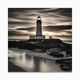 Lighthouse At Sunset 45 Canvas Print