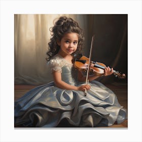 Little Girl Playing Violin 3 Canvas Print