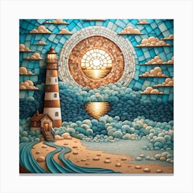 Mosaic Lighthouse In The Sky Canvas Print