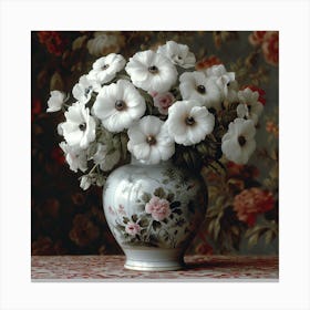 White Flowers In A Vase Canvas Print