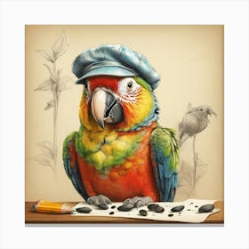 Parrot In A Hat 3 Canvas Print