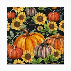 Pumpkins And Sunflowers 8 Canvas Print