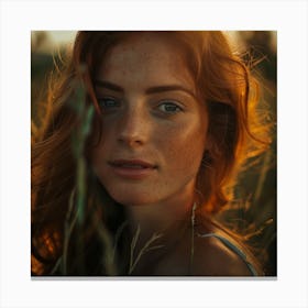 Portrait Of A Young Woman In A Field Canvas Print