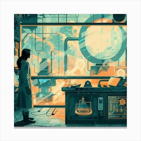 Woman In A Laboratory Canvas Print