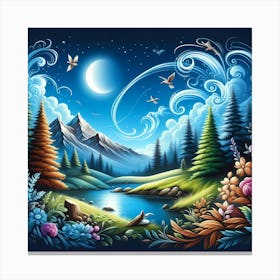 Night In The Forest 5 Canvas Print