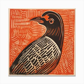 Retro Bird Lithograph Grouse 1 Canvas Print