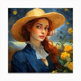 Girl In A Hat 1 Canvas Print