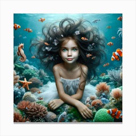 Little Girl Under The Sea Canvas Print