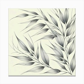 Line Art bamboo leaves Canvas Print