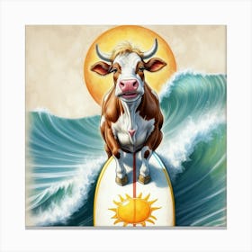 Cow Surfing 2 Canvas Print