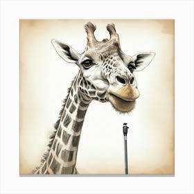 Giraffe With Microphone Canvas Print