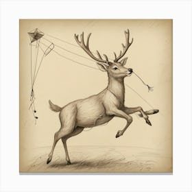 Deer Flying Kites 1 Canvas Print