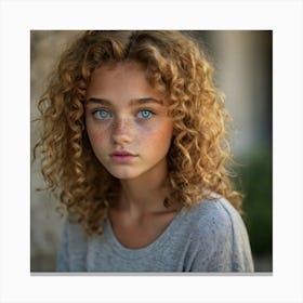 Young Girl With Freckles Canvas Print
