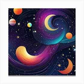 Planets In Space Canvas Print