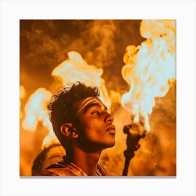 Man With Fire Torches Canvas Print