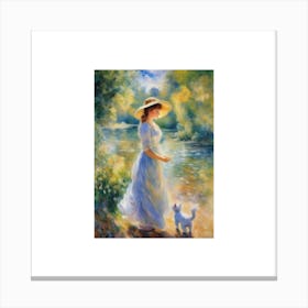 Girl And Her Dog Canvas Print