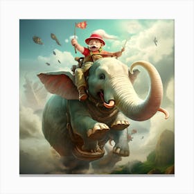 Adventurer On An Elephant Canvas Print