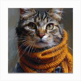 Cat In A Scarf Canvas Print