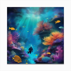 Scuba Diver Underwater 1 Canvas Print