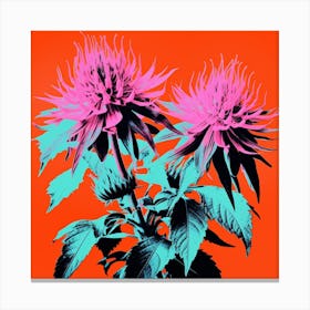 Andy Warhol Style Pop Art Flowers Bee Balm 2 Square Canvas Print