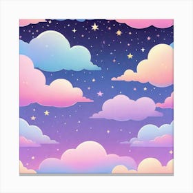 Sky With Twinkling Stars In Pastel Colors Square Composition 89 Canvas Print
