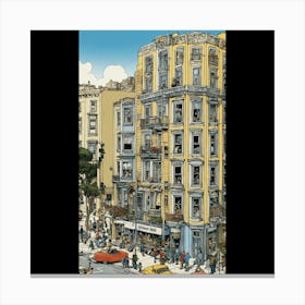 Street Scene In Barcelona Canvas Print