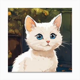 White Cat With Blue Eyes Canvas Print