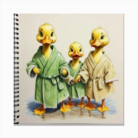 Ducks In Bathrobes 2 Canvas Print