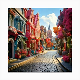 Firefly Bending Uk Street In Whimsical Claymation Style 37000 Canvas Print