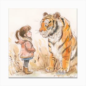 Tiger And Girl Canvas Print