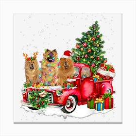 3 Chow Chow Truck Christmas Light Tree Reindeer Santa Xmas 1 Canvas Print