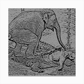 Elephants And Crocodiles Canvas Print