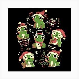 Jolly Frogs - Funny Cute Adorable Christmas Frog Holiday Gift Canvas Print