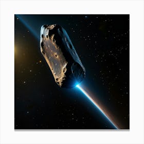 Yellow blue alien artifical asteroid floating in space 2 Canvas Print